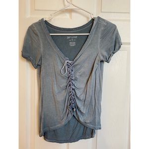 Braided tie up flow shirt